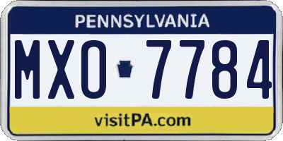 PA license plate MXO7784