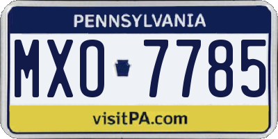 PA license plate MXO7785