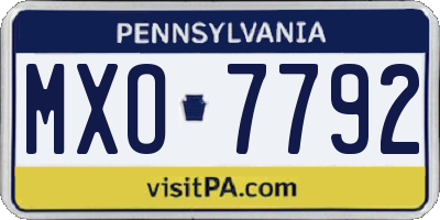 PA license plate MXO7792
