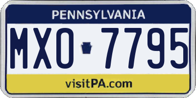 PA license plate MXO7795
