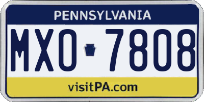 PA license plate MXO7808