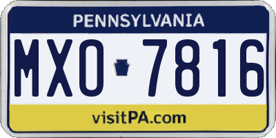 PA license plate MXO7816