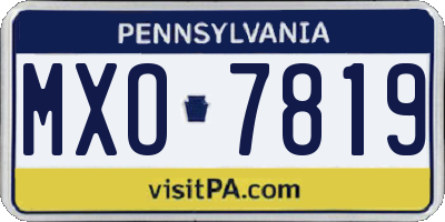 PA license plate MXO7819