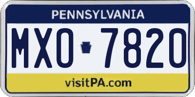 PA license plate MXO7820
