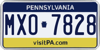 PA license plate MXO7828