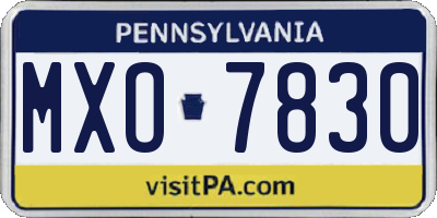 PA license plate MXO7830