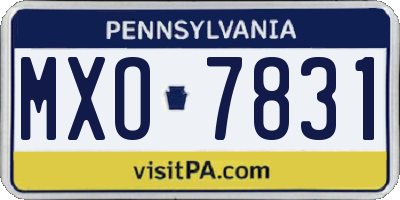 PA license plate MXO7831