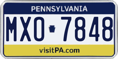 PA license plate MXO7848