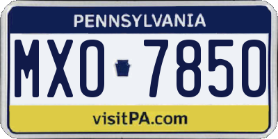 PA license plate MXO7850