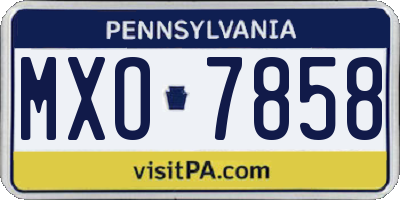 PA license plate MXO7858