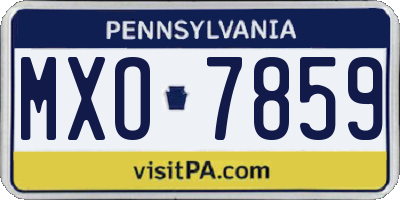 PA license plate MXO7859