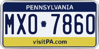 PA license plate MXO7860