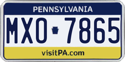 PA license plate MXO7865