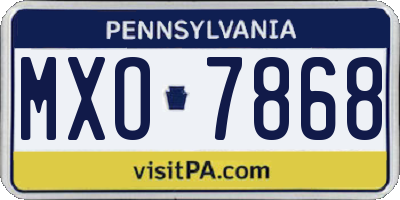 PA license plate MXO7868