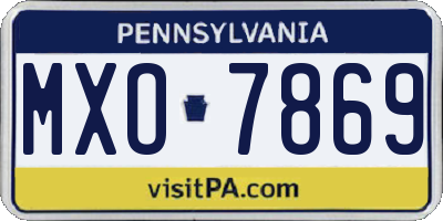 PA license plate MXO7869