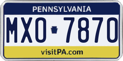 PA license plate MXO7870