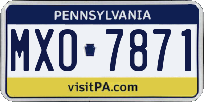 PA license plate MXO7871