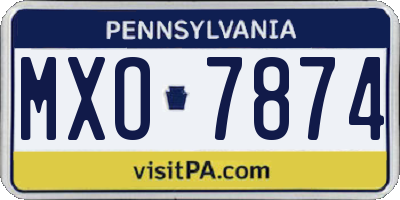 PA license plate MXO7874