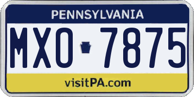PA license plate MXO7875