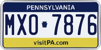 PA license plate MXO7876