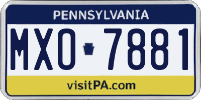 PA license plate MXO7881