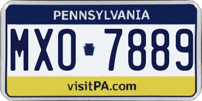 PA license plate MXO7889