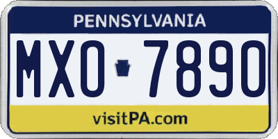 PA license plate MXO7890