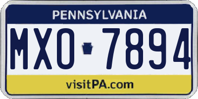 PA license plate MXO7894