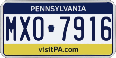 PA license plate MXO7916