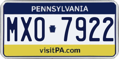PA license plate MXO7922