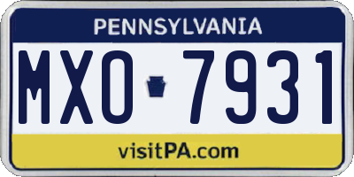 PA license plate MXO7931