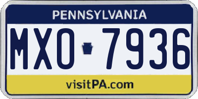 PA license plate MXO7936