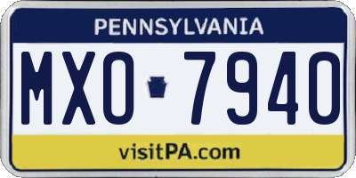 PA license plate MXO7940