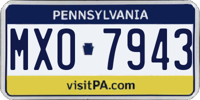PA license plate MXO7943