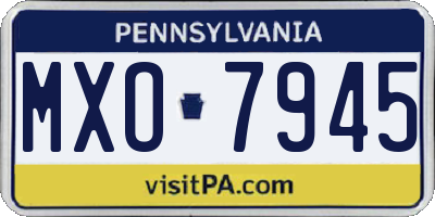 PA license plate MXO7945