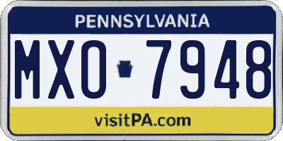PA license plate MXO7948