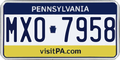 PA license plate MXO7958