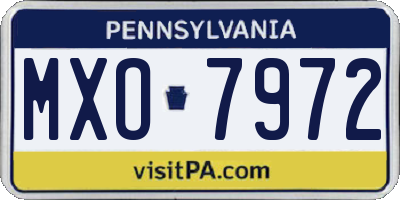 PA license plate MXO7972