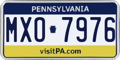 PA license plate MXO7976