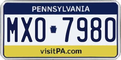 PA license plate MXO7980