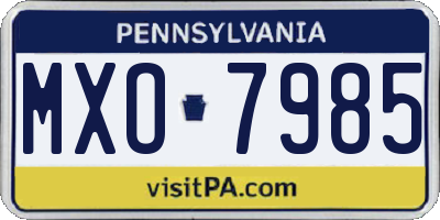 PA license plate MXO7985