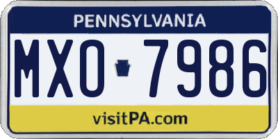 PA license plate MXO7986