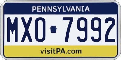 PA license plate MXO7992