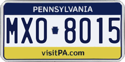 PA license plate MXO8015
