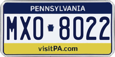 PA license plate MXO8022
