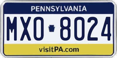 PA license plate MXO8024