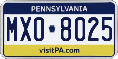 PA license plate MXO8025