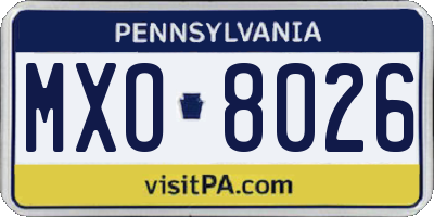 PA license plate MXO8026