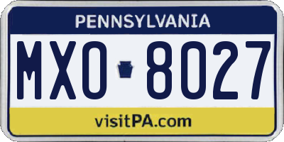 PA license plate MXO8027