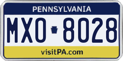 PA license plate MXO8028